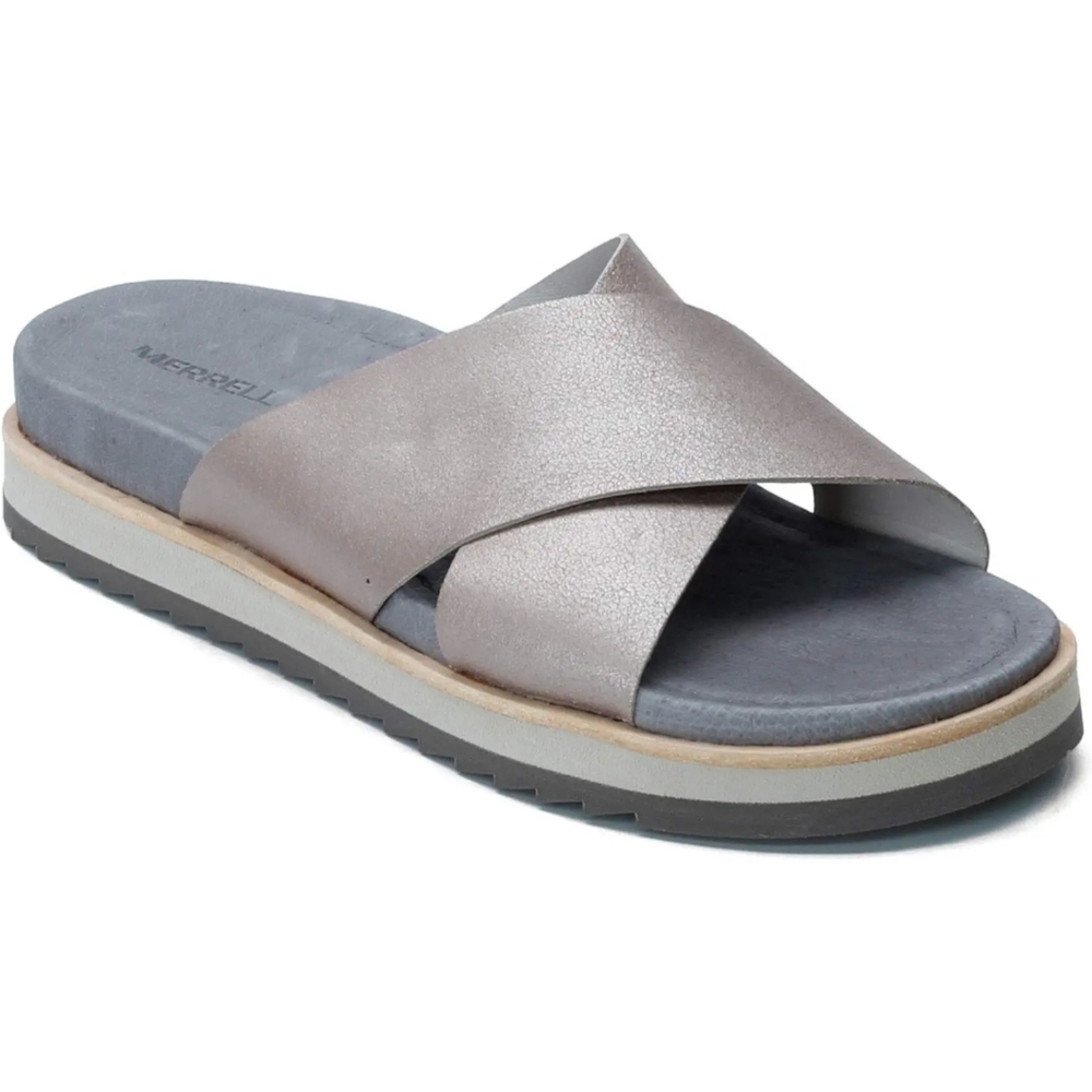 Merrell Metallic Juno Slide Sandals Pewter Beach Size 7